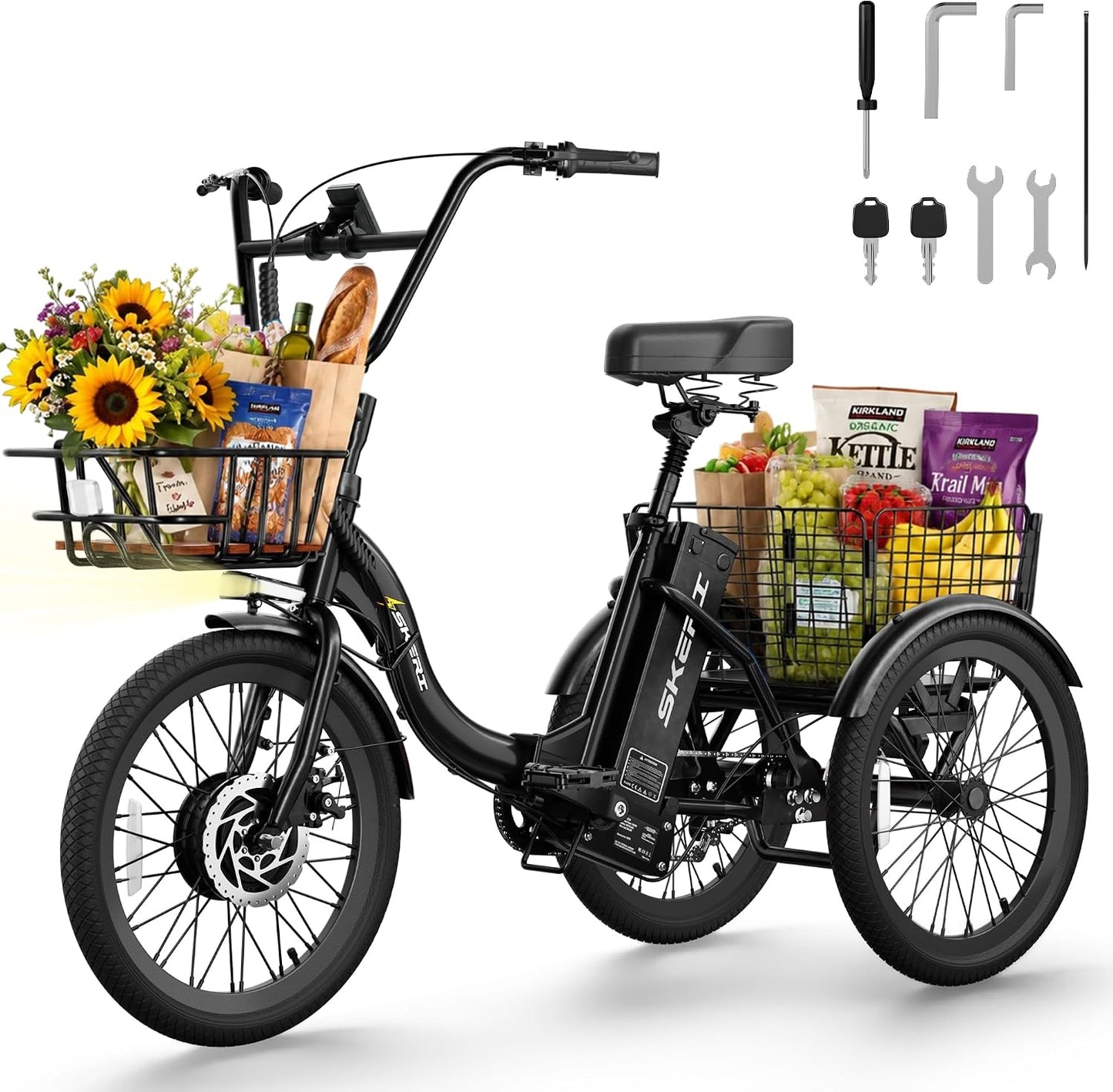 Skeri 20-Inch Folding Electric Tricycle — Black